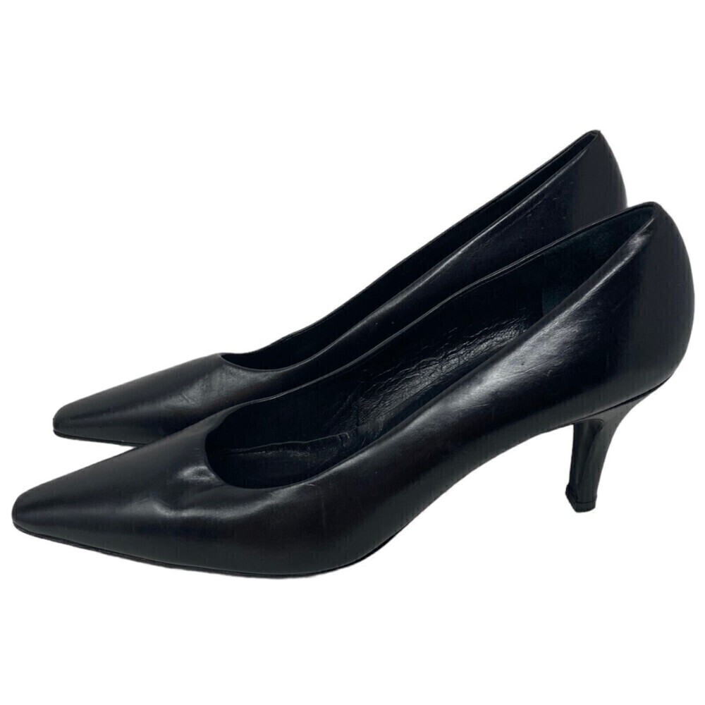 Amalfi Black Pointed Toe Pump 3" Leather Heel Size US 10 AA
